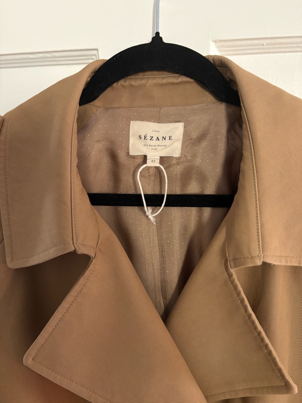 Sezane Scott Trench Coat Camel Size 10 42 - Picture 3 of 13